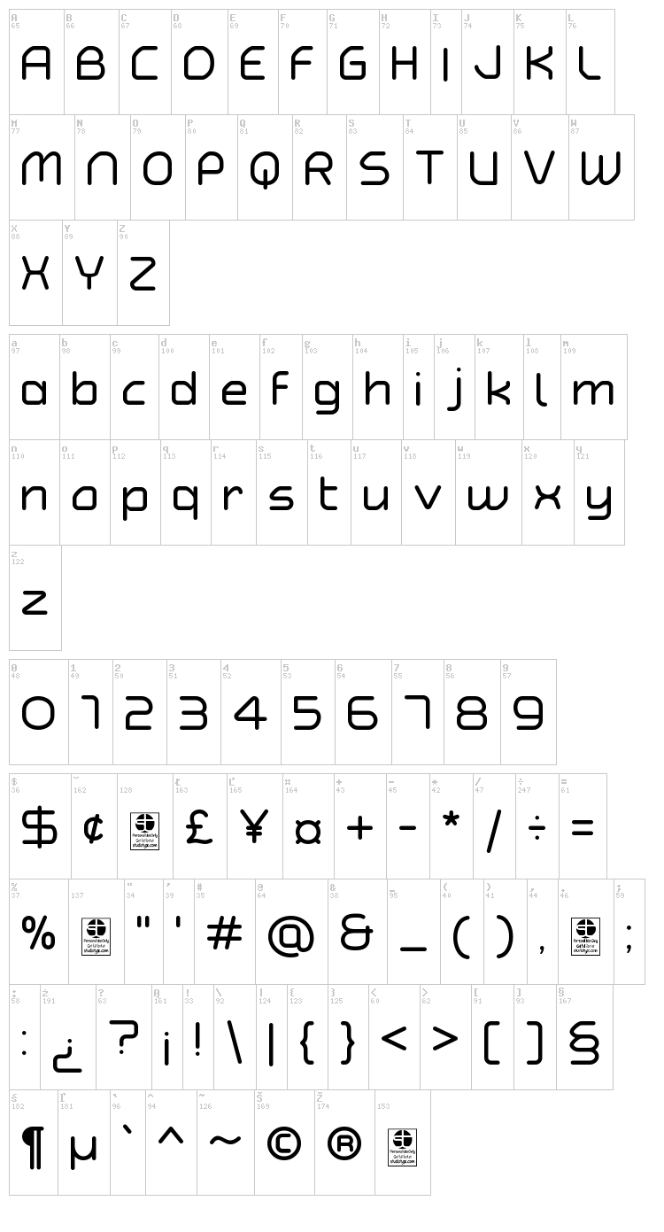Typo Angular Rounded font map